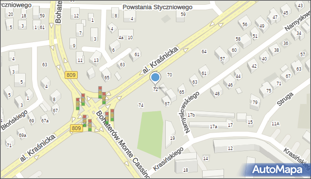 Lublin, Aleja Kraśnicka, 72, mapa Lublina