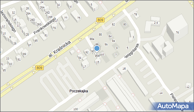 Lublin, Aleja Kraśnicka, 90A, mapa Lublina