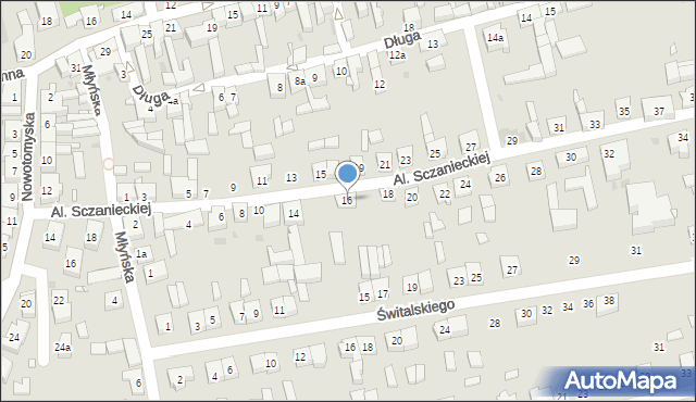 Lwówek, Aleje Sczanieckiej Emilii, 16, mapa Lwówek