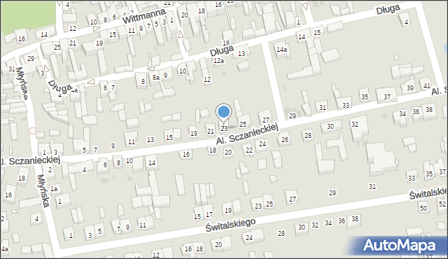 Lwówek, Aleje Sczanieckiej Emilii, 23, mapa Lwówek