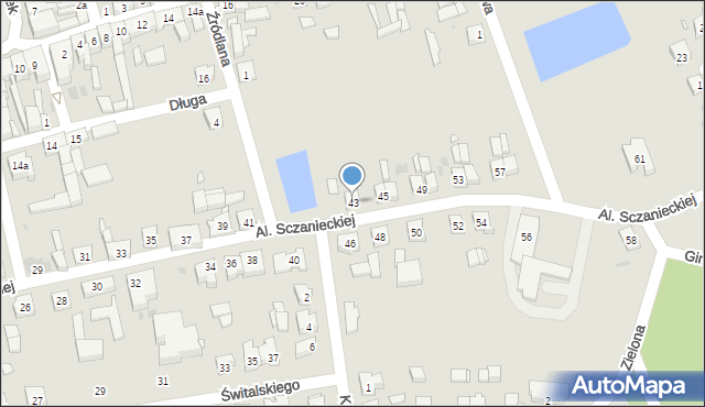 Lwówek, Aleje Sczanieckiej Emilii, 43, mapa Lwówek