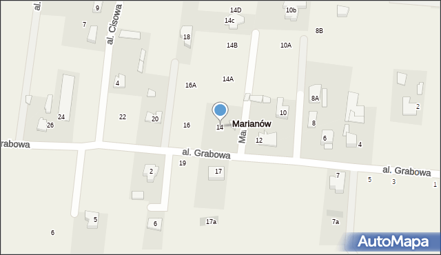 Marianów, Aleja Grabowa, 14, mapa Marianów
