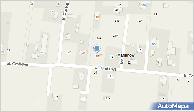 Marianów, Aleja Grabowa, 16, mapa Marianów