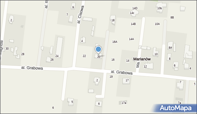 Marianów, Aleja Grabowa, 20, mapa Marianów
