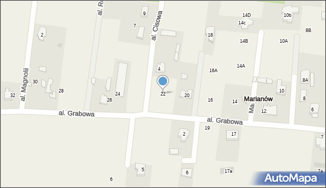 Marianów, Aleja Grabowa, 22, mapa Marianów