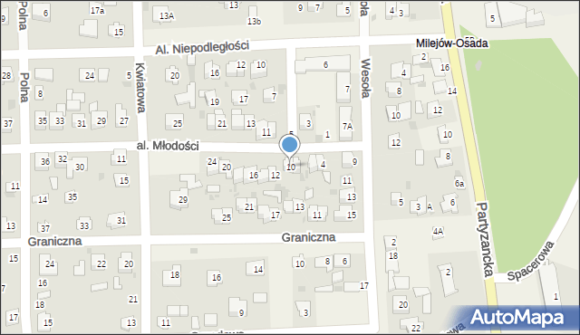 Milejów-Osada, Aleja Młodości, 10, mapa Milejów-Osada