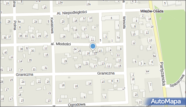 Milejów-Osada, Aleja Młodości, 14, mapa Milejów-Osada