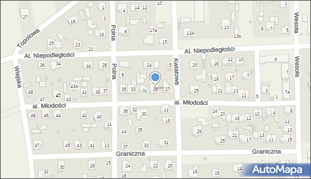 Milejów-Osada, Aleja Młodości, 29, mapa Milejów-Osada