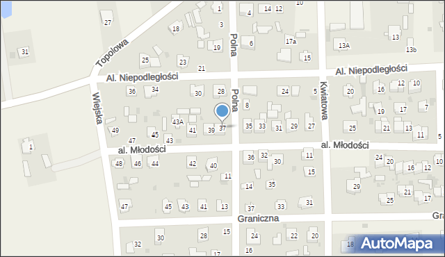 Milejów-Osada, Aleja Młodości, 37, mapa Milejów-Osada