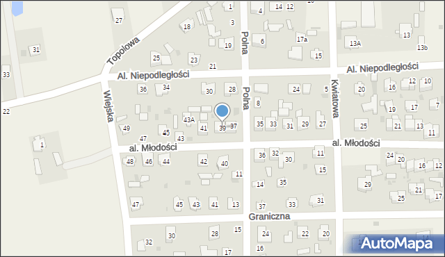 Milejów-Osada, Aleja Młodości, 39, mapa Milejów-Osada