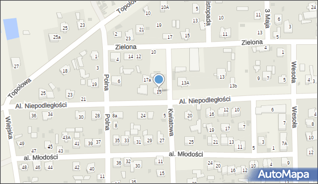 Milejów-Osada, Aleje Niepodległości, 15, mapa Milejów-Osada