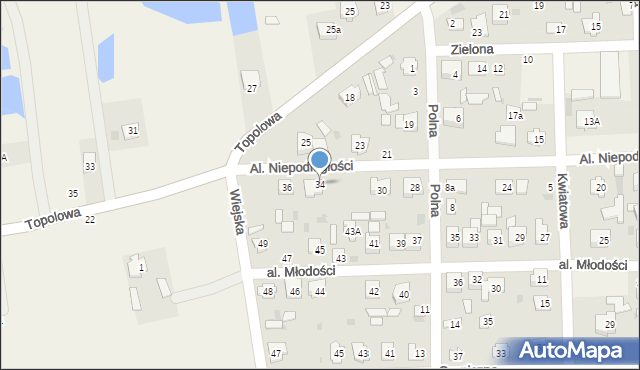 Milejów-Osada, Aleje Niepodległości, 34, mapa Milejów-Osada