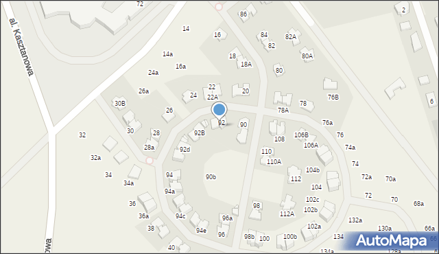 Młochów, Aleja Kasztanowa, 92A, mapa Młochów