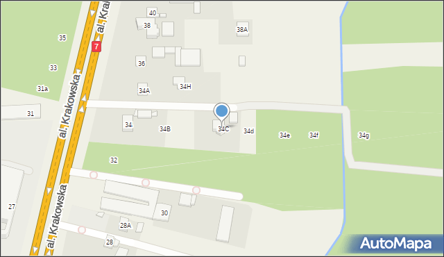 Mroków, Aleja Krakowska, 34C, mapa Mroków