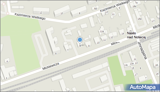 Nakło nad Notecią, Aleja Mickiewicza Adama, 8, mapa Nakło nad Notecią