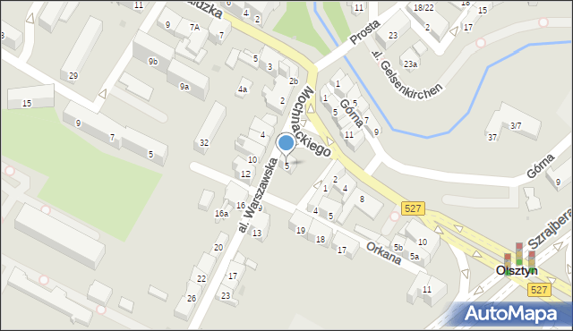 Olsztyn, Aleja Warszawska, 5, mapa Olsztyna