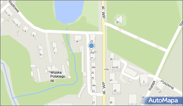 Olsztyn, Aleja Wojska Polskiego, 27a, mapa Olsztyna