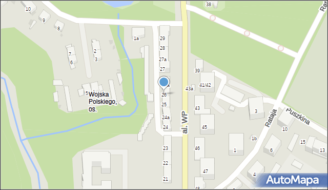 Olsztyn, Aleja Wojska Polskiego, 26, mapa Olsztyna