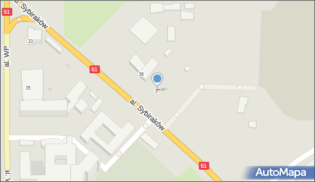 Olsztyn, Aleja Sybiraków, 37, mapa Olsztyna