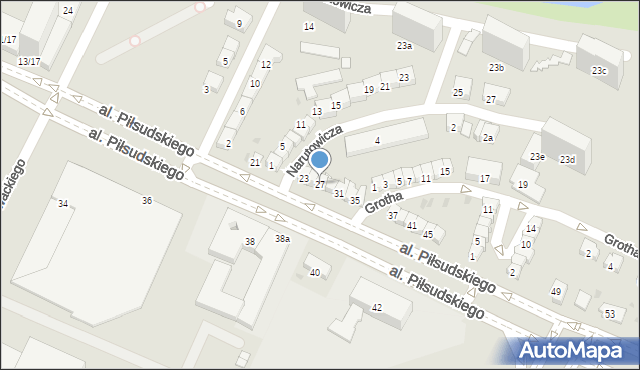 Olsztyn, Aleja Piłsudskiego Józefa, marsz., 27, mapa Olsztyna