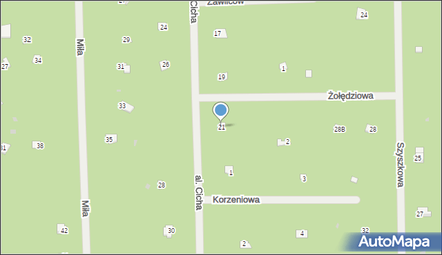Osiedle Wilga, Aleja Cicha, 21, mapa Osiedle Wilga