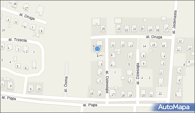Osiniec, Aleja Dziewiąta, 4, mapa Osiniec