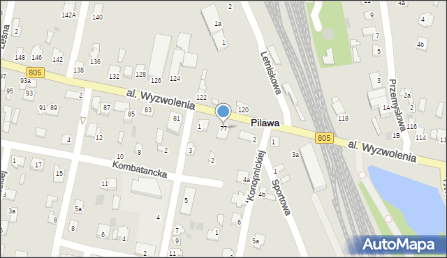 Pilawa, Aleja Wyzwolenia, 77, mapa Pilawa