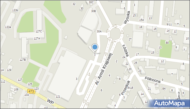 Piotrków Trybunalski, Al. Armii Krajowej, 1, mapa Piotrków Trybunalski