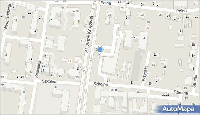Piotrków Trybunalski, Al. Armii Krajowej, 14, mapa Piotrków Trybunalski