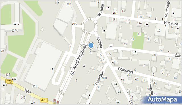 Piotrków Trybunalski, Al. Armii Krajowej, 2, mapa Piotrków Trybunalski