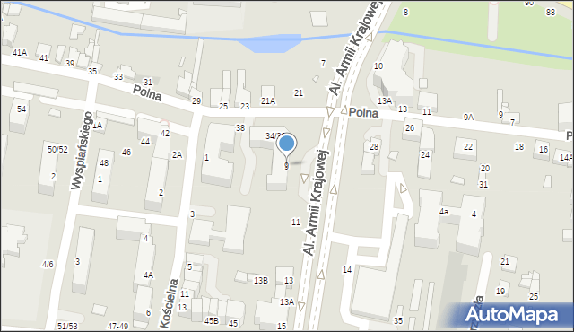 Piotrków Trybunalski, Al. Armii Krajowej, 9, mapa Piotrków Trybunalski