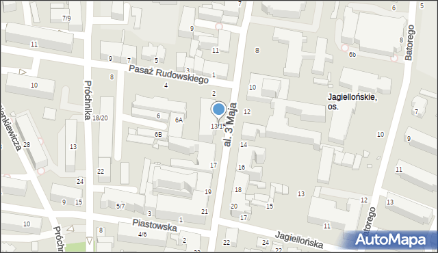 Piotrków Trybunalski, Aleja 3 Maja, 13/15, mapa Piotrków Trybunalski