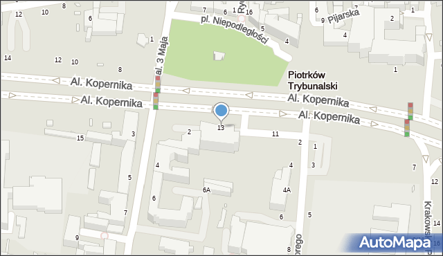 Piotrków Trybunalski, Aleje Kopernika Mikołaja, 13, mapa Piotrków Trybunalski
