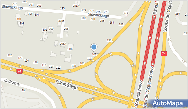 Piotrków Trybunalski, Aleje Sikorskiego Władysława, gen., 102, mapa Piotrków Trybunalski