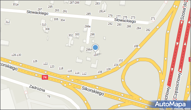 Piotrków Trybunalski, Aleje Sikorskiego Władysława, gen., 110, mapa Piotrków Trybunalski