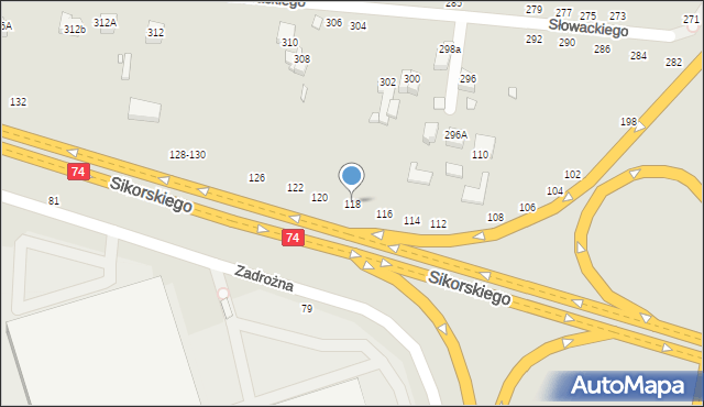 Piotrków Trybunalski, Aleje Sikorskiego Władysława, gen., 118, mapa Piotrków Trybunalski