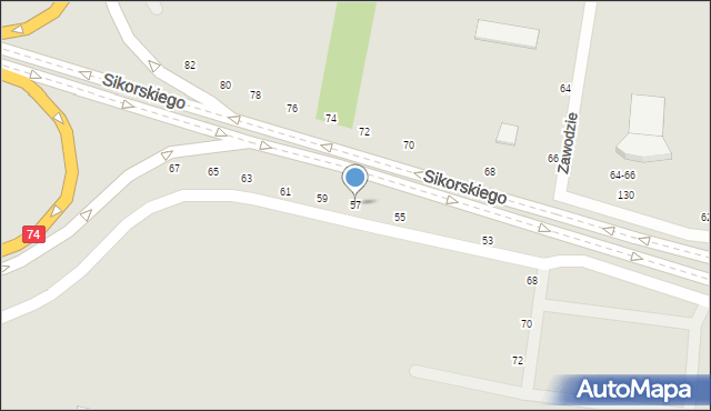 Piotrków Trybunalski, Aleje Sikorskiego Władysława, gen., 57, mapa Piotrków Trybunalski