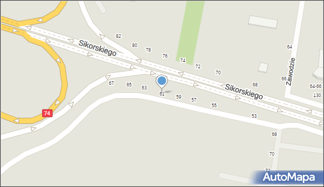 Piotrków Trybunalski, Aleje Sikorskiego Władysława, gen., 61, mapa Piotrków Trybunalski