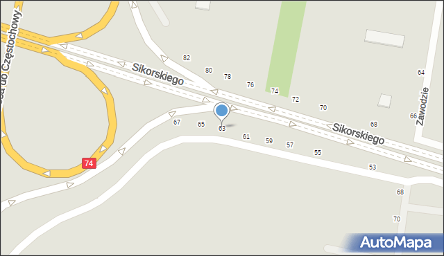 Piotrków Trybunalski, Aleje Sikorskiego Władysława, gen., 63, mapa Piotrków Trybunalski