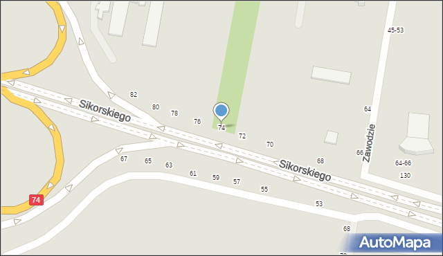 Piotrków Trybunalski, Aleje Sikorskiego Władysława, gen., 74, mapa Piotrków Trybunalski