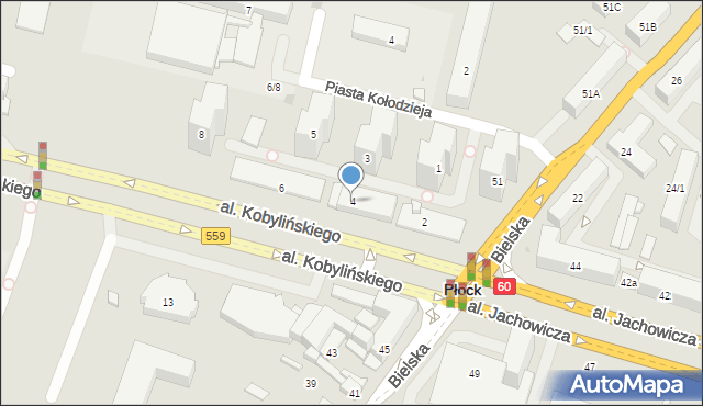 Płock, Aleja Kobylińskiego Floriana, 4, mapa Płock