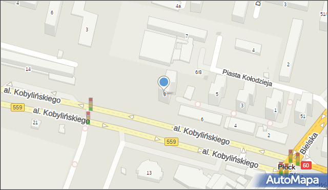 Płock, Aleja Kobylińskiego Floriana, 8, mapa Płock