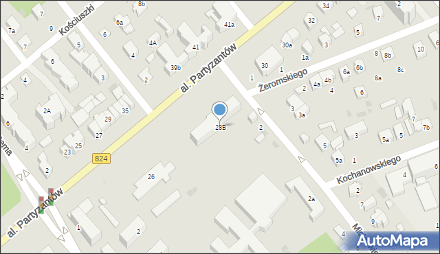 Puławy, Aleja Królewska, 28B, mapa Puław