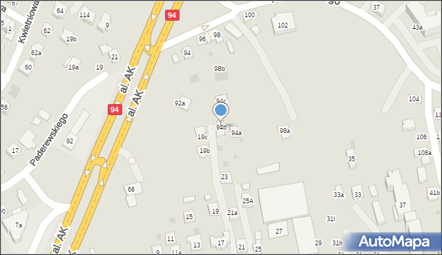 Rzeszów, Aleja Armii Krajowej, 94b, mapa Rzeszów