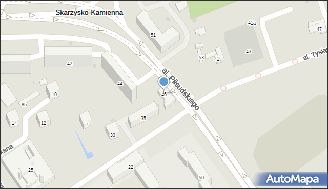Skarżysko-Kamienna, Aleja Piłsudskiego Józefa, marsz., 46, mapa Skarżysko-Kamienna