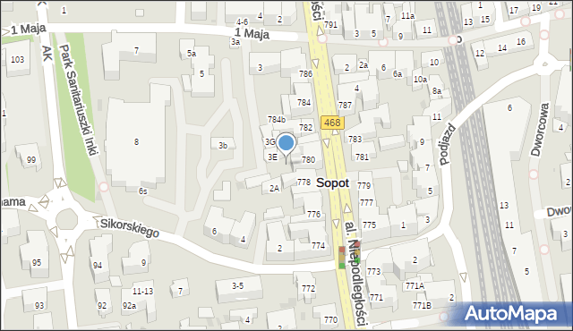 Sopot, Aleja Niepodległości, 778a, mapa Sopotu