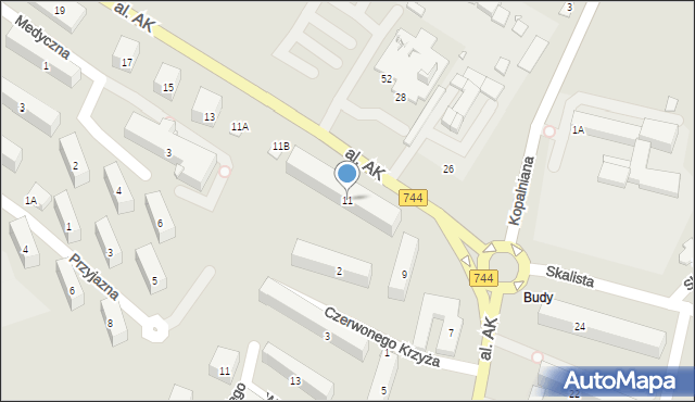 Starachowice, Aleja Armii Krajowej, 11, mapa Starachowic