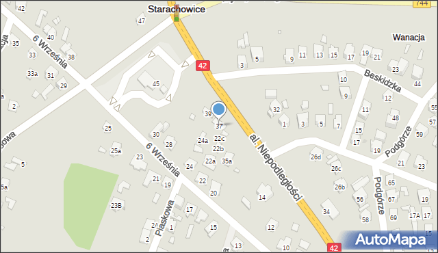 Starachowice, Aleja Niepodległości, 37, mapa Starachowic