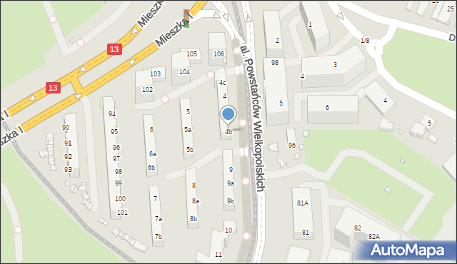 Szczecin, Aleja Powstańców Wielkopolskich, 4b, mapa Szczecina