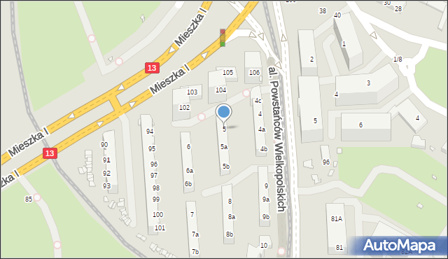 Szczecin, Aleja Powstańców Wielkopolskich, 5, mapa Szczecina